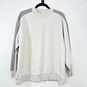 Club‎ Monaco Colorblock Crewneck Sweatshirt Men M Gray Beige Cotton Stretch